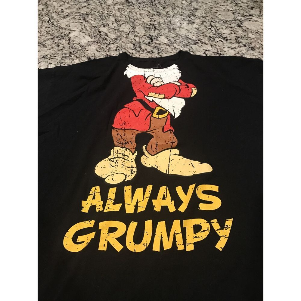 Disney Always GRUMPY Santa Black Small T Shirt Christmas Snow White Seven Dwarfs
